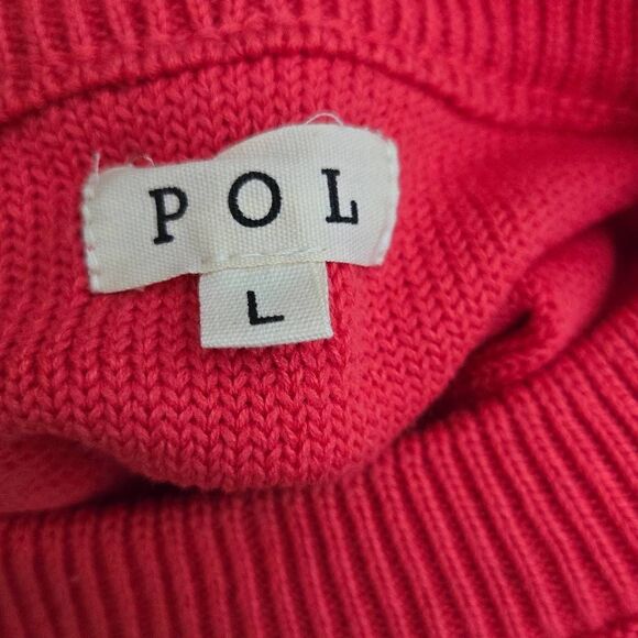 Pol Sweater Size Large Boxy Knit Oversized Puff Sleeve Coral - Picture 6 of 7